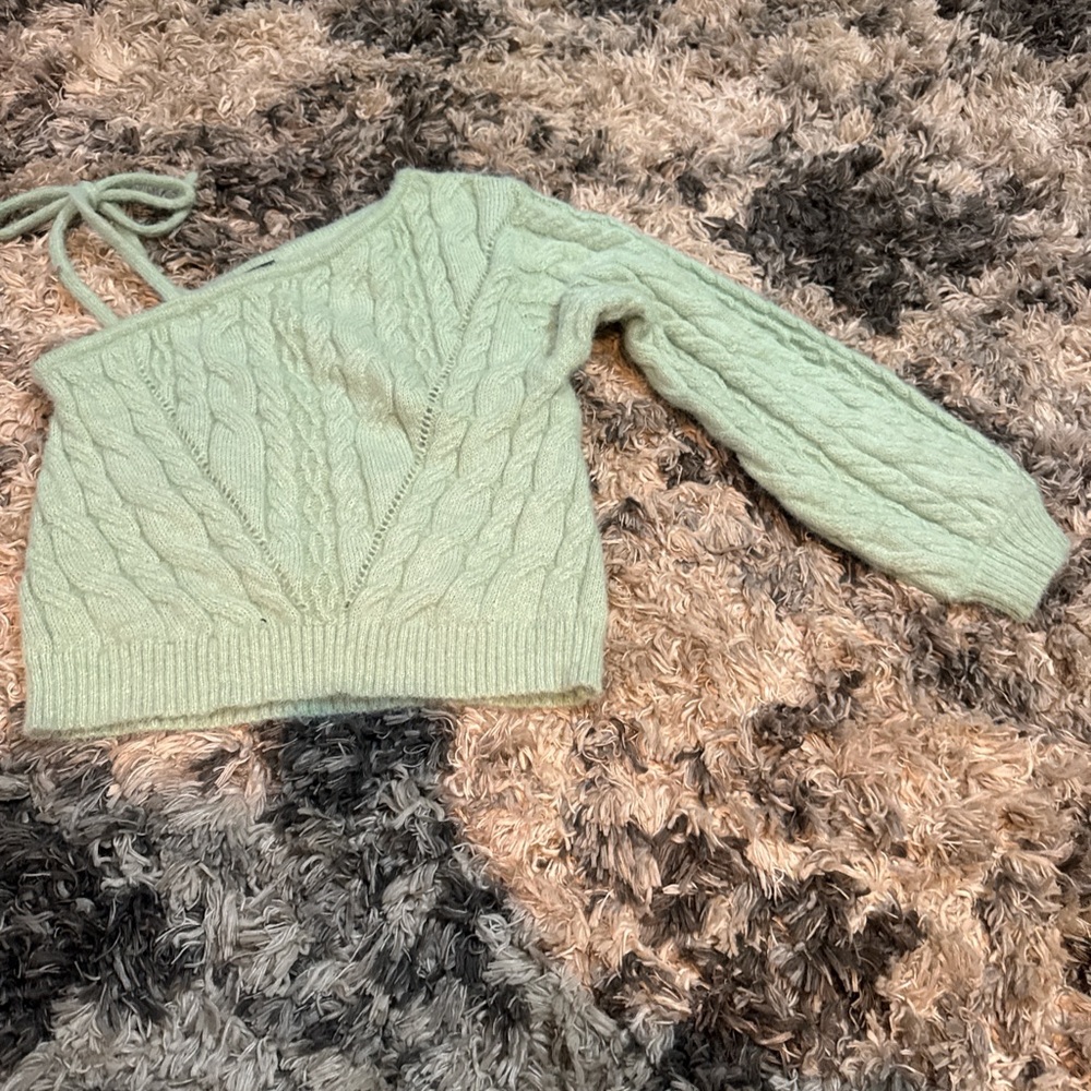 Mint Green Cable Knit Sweater